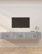 vidaXL ТВ шкафове със стенен монтаж 3 бр сив сонома 80x345x40 см