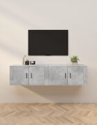 vidaXL ТВ шкафове за стенен монтаж 2 бр бетонно сиви 80x345x40 см
