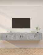 vidaXL ТВ шкафове за стенен монтаж 3 бр бетонно сиви 80x345x40 см