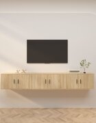 vidaXL ТВ шкафове за стенен монтаж 3 бр сонома дъб 80x345x40 см