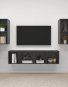 vidaXL ТВ шкафове за стенен монтаж 4 бр сив гланц инженерно дърво