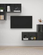vidaXL ТВ шкафове за стенен монтаж 4 бр сив гланц инженерно дърво