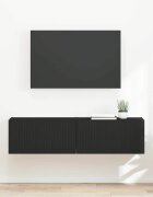 vidaXL TV стенен шкаф 2 бр. Черно Инженерна дървесина