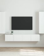 vidaXL TV стенен шкаф 2 бр. Гланц бяло Инженерна дървесина