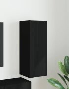 vidaXL TV стенен шкаф 30 x 31 x 80 см Черно Инженерна дървесина