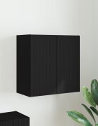 vidaXL TV стенен шкаф 595 x 31 x 60 см Черно Инженерна дървесина