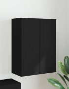 vidaXL TV стенен шкаф 595 x 31 x 80 см Черно Инженерна дървесина