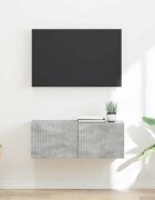 vidaXL TV стенен шкаф 785 x 31 x 295 см Бетон Инженерна дървесина