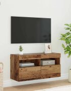 vidaXL TV стенен шкаф 80 х 30 х 40 см Старо дърво Инженерна дървесина