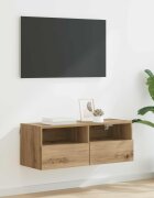 vidaXL TV стенен шкаф 80 x 30 x 30 см Дъб Инженерна дървесина
