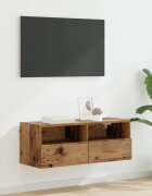 vidaXL TV стенен шкаф 80 x 30 x 30 см Старо дърво Инженерна дървесина