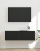 vidaXL TV стенен шкаф 98 x 31 x 295 см Черно Инженерна дървесина