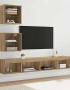 vidaXL ТВ стенни единици с LED 5 бр. Дъб Инженерна дървесина