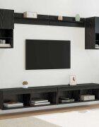 vidaXL ТВ стенни единици с LED 6 бр. Черния дъб Инженерна дървесина