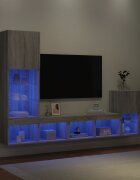 vidaXL ТВ стенни модули с LED 4 части сив сонома инженерно дърво