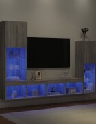 vidaXL ТВ стенни модули с LED 4 части сив сонома инженерно дърво