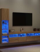 vidaXL ТВ стенни модули с LED 4 части сонома дъб инженерно дърво