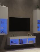 vidaXL ТВ стенни модули с LED 5 части бели инженерно дърво