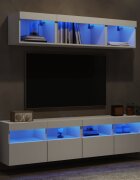 vidaXL ТВ стенни модули с LED 5 части бели инженерно дърво