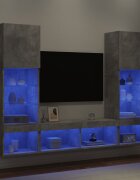 vidaXL ТВ стенни модули с LED 5 части бетонно сиви инженерно дърво