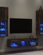 vidaXL ТВ стенни модули с LED 5 части опушен дъб инженерно дърво