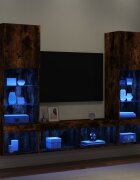vidaXL ТВ стенни модули с LED 5 части опушен дъб инженерно дърво