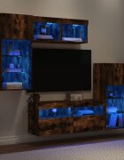 vidaXL ТВ стенни модули с LED 5 части опушен дъб инженерно дърво