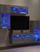 vidaXL ТВ стенни модули с LED 5 части сив сонома инженерно дърво