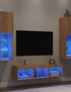 vidaXL ТВ стенни модули с LED 5 части сонома дъб инженерно дърво