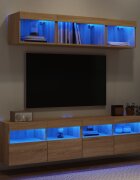 vidaXL ТВ стенни модули с LED 5 части сонома дъб инженерно дърво