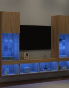 vidaXL ТВ стенни модули с LED 5 части сонома дъб инженерно дърво