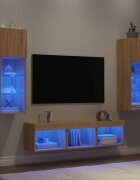 vidaXL ТВ стенни модули с LED 5 части сонома дъб инженерно дърво