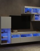 vidaXL ТВ стенни модули с LED 6 части бели инженерно дърво