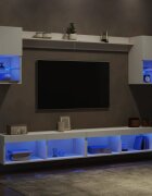 vidaXL ТВ стенни модули с LED 6 части бели инженерно дърво