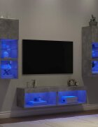 vidaXL ТВ стенни модули с LED 6 части бетонно сиви инженерно дърво
