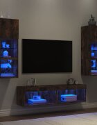 vidaXL ТВ стенни модули с LED 6 части опушен дъб инженерно дърво