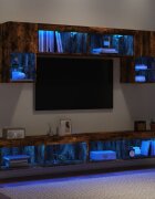vidaXL ТВ стенни модули с LED 6 части опушен дъб инженерно дърво