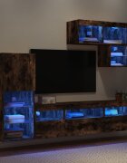 vidaXL ТВ стенни модули с LED 6 части опушен дъб инженерно дърво