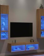 vidaXL ТВ стенни модули с LED 6 части сонома дъб инженерно дърво
