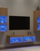 vidaXL ТВ стенни модули с LED 6 части сонома дъб инженерно дърво
