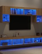 vidaXL ТВ стенни модули с LED 6 части сонома дъб инженерно дърво