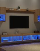 vidaXL ТВ стенни модули с LED 6 части сонома дъб инженерно дърво