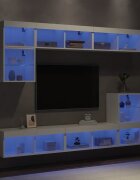 vidaXL ТВ стенни модули с LED 8 части бели инженерно дърво