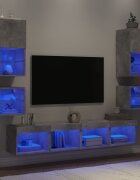 vidaXL ТВ стенни модули с LED 8 части бетонно сиви инженерно дърво