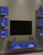 vidaXL ТВ стенни модули с LED 8 части сив сонома инженерно дърво
