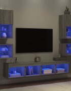 vidaXL ТВ стенни модули с LED 8 части сив сонома инженерно дърво