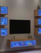 vidaXL ТВ стенни модули с LED 8 части сонома дъб инженерно дърво