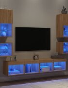 vidaXL ТВ стенни модули с LED 8 части сонома дъб инженерно дърво
