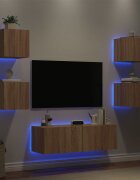 vidaXL ТВ стенни шкафове 5 части с LED светлини сонома дъб