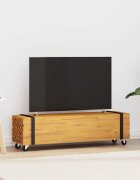 vidaXL ТВ стойка 110 x 30 x 30 см Кафяво Солидно тиково дърво